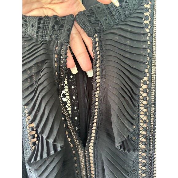 French Connection Patricia Lace Ruffled High Neck A-line Pockets Mini Dress 10 - Picture 4 of 8